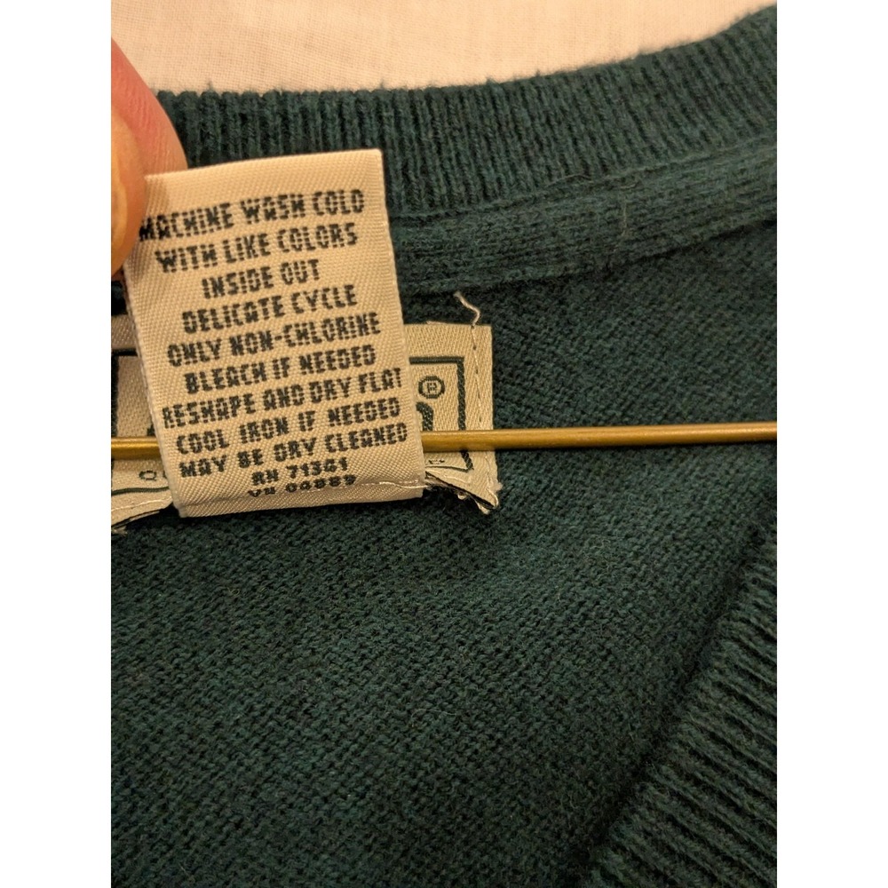 L.L.Bean Sweater Mens XL Tall Teal Green V Neck Cotton Cashmere Blend Pullover - Picture 8 of 14